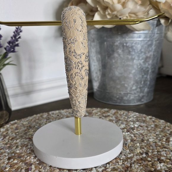 Chic Beige and Silver Embellished Headband - Picture 3 of 3